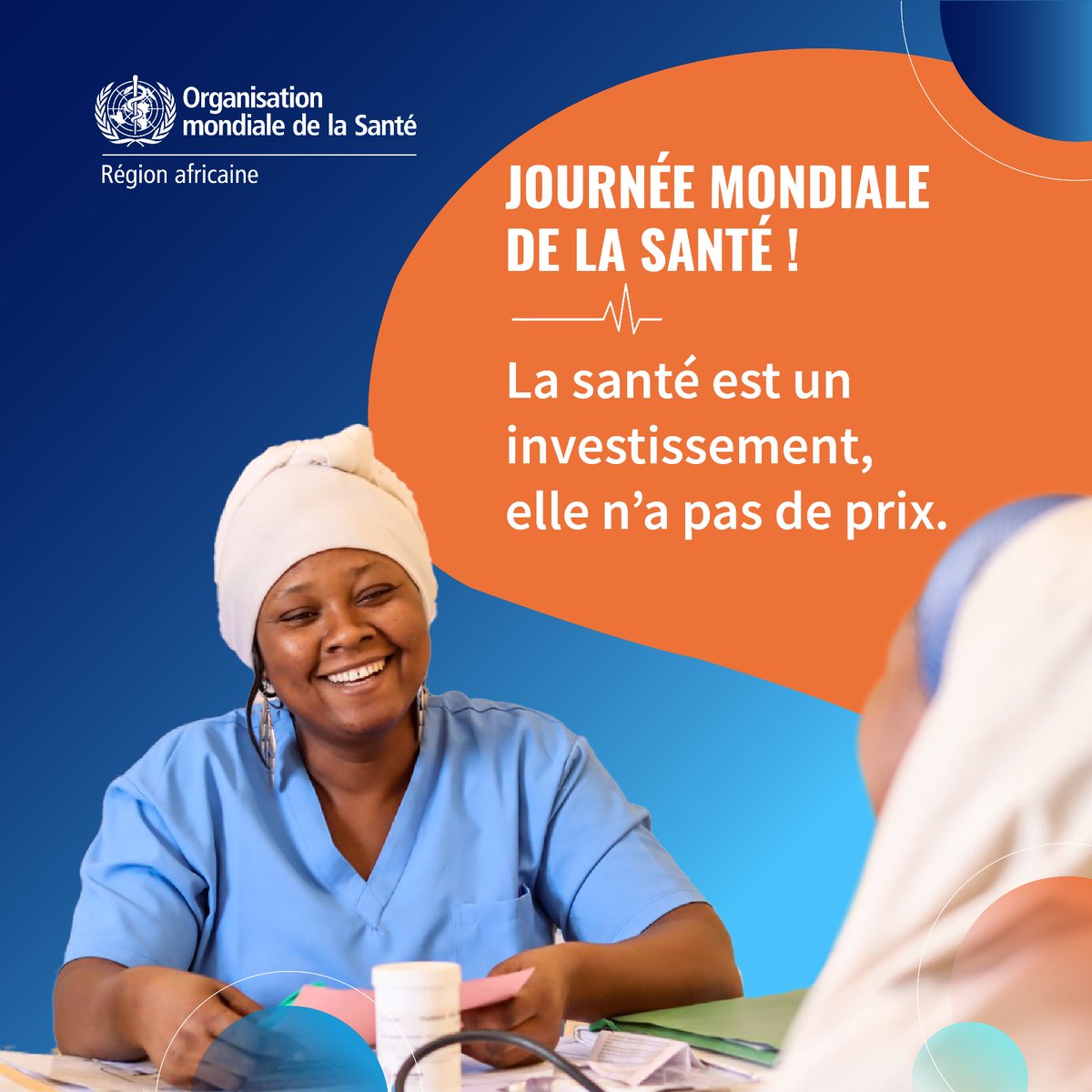 Depuis plus de 7 décennies, @WHO s'est engagée à promouvoir la #SantéPourTous et à servir les personnes vulnérables dans le monde. Nous travaillons pour que chacun, partout, soit en sécurité et en bonne santé et puisse accéder aux soins de santé au moment où il en a besoin.