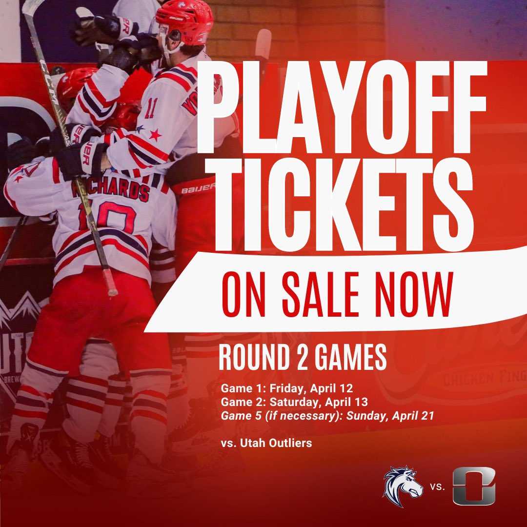 Mountain Division Championship Matchup😈 Get your playoff tickets and pack the rink to watch the Mustangs in Round 2 vs. the Utah Outliers. 🎟️ Head over to tickets.ogdenmustangs.com to get your tix now!