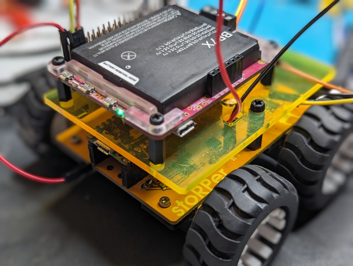 heeedt's tweet photo. A @ThePiJuice battery should give #StoRPer a bit more of a kick...just need to tidy the wiring!
#piwars https://t.co/3d9d5E3QMb