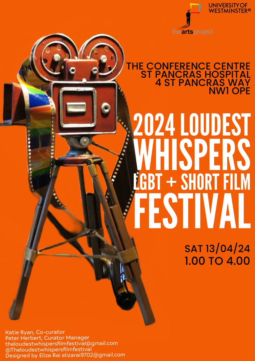 SATURDAY 13 APRIL: Join us @CI_NHS Conference Centre Gallery from 1 pm for the 2024 Loudest Whispers LGBT+ Short Film Festival. Refreshments and light snacks available. See you there!
<a href="/ArtsProjectLdn/">The Arts Project</a> <a href="/forumplus/">forum+</a> <a href="/peterbherbert/">Peter Herbert</a>
