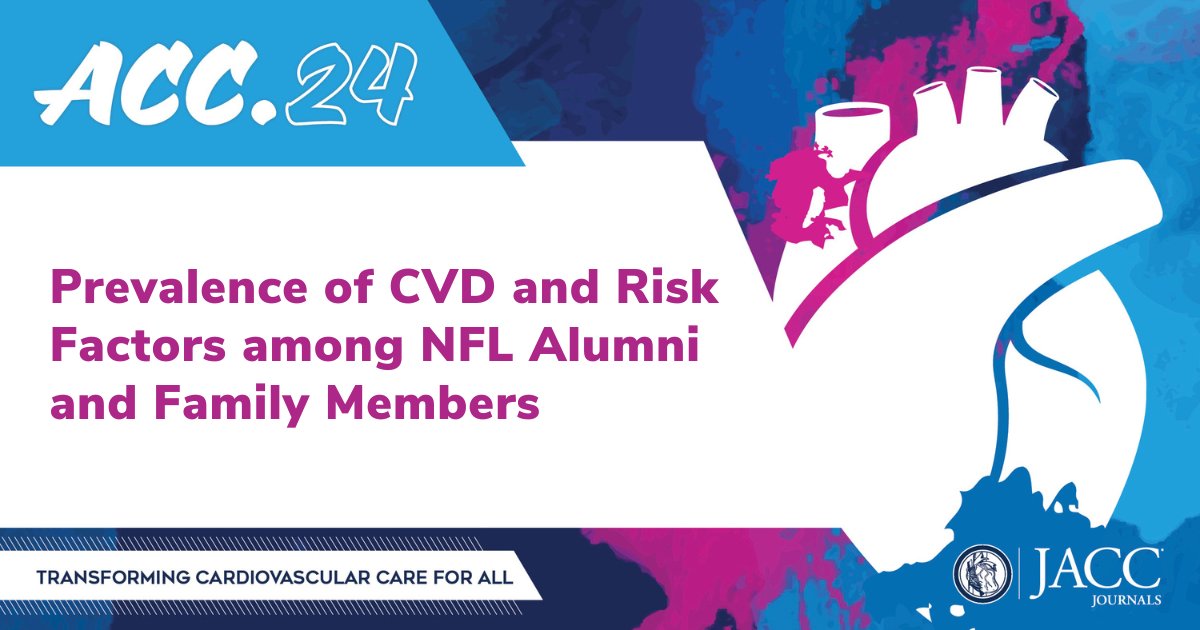 #ACC24 #JACC SimPub: #HUDDLE #CVD screening study of former #NFL players showed ⬆️ prevalence of unrecognized CVD. Almost 90% had HTN, which predicted structural heart abnormalities on #TTE, suggesting a role for TTE screening in this >50 population bit.ly/3vHzB2S