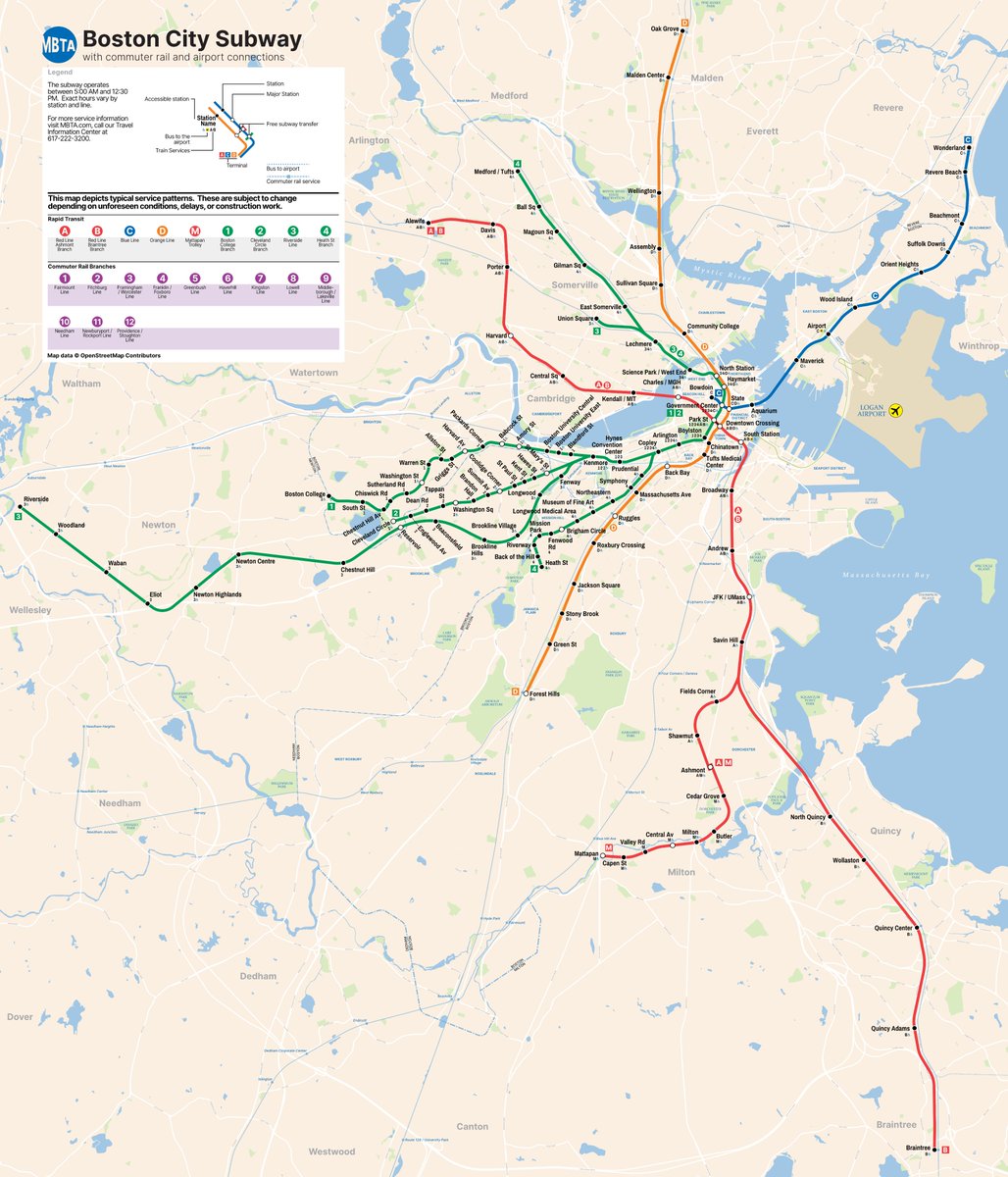 The MBTA map, in the style of the 2013 Hertz / Tauranac subway map