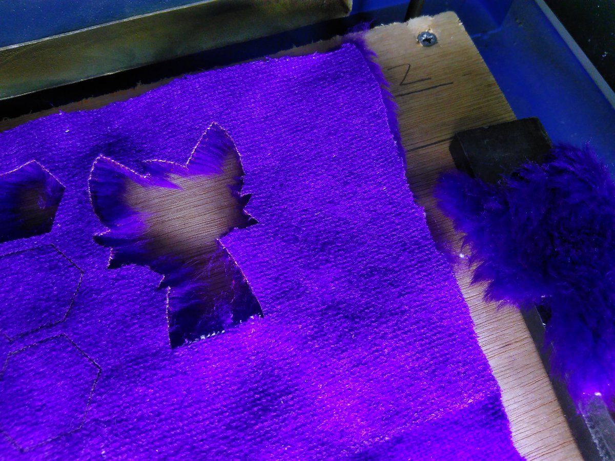 Lasercutting faux fur on the K40 works really well, looking forward to building better paws for my suit!