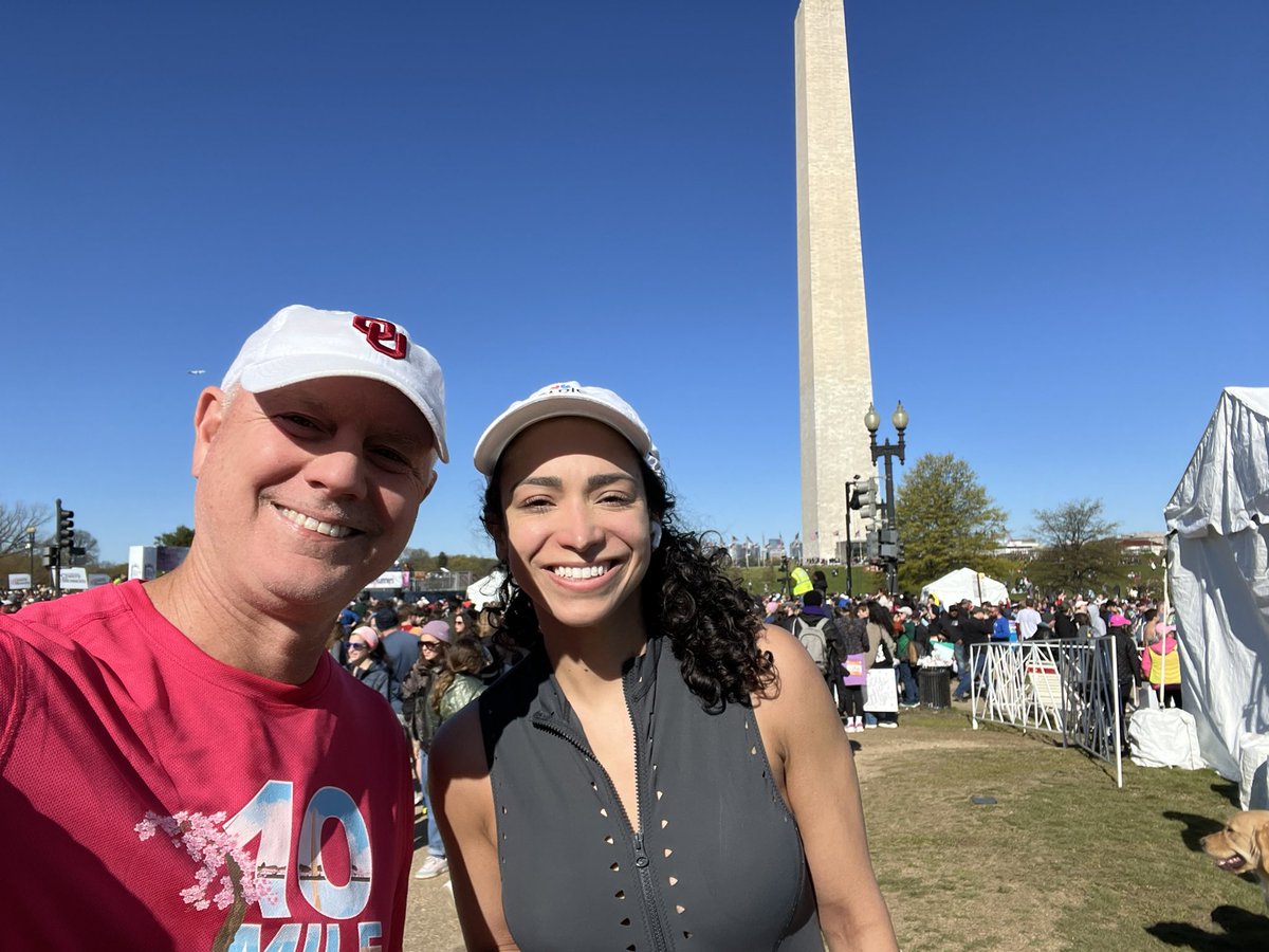 A perfect day for running the @CUCB cherry blossom 10miler. 7 minutes off my pace from 7 years ago. #winning in Middle age. My coworker at @nbcwashington @NewsJValencia beat me by 2 minutes. Congrats to her and all the other finishers.