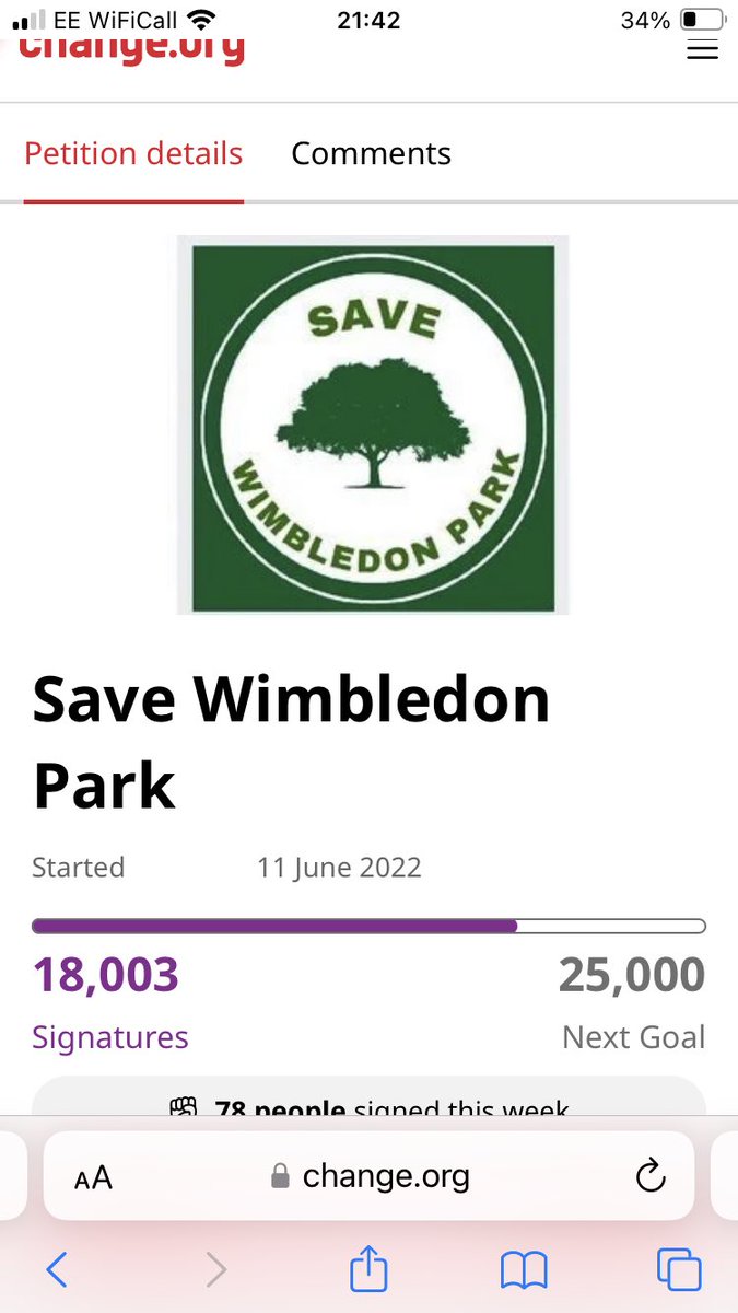 Fantastic news - over 18,000 signatures on our petition. Pls keep signing and sharing. Everyone needs to understand that the destruction of 73 acres of #MOL for a 4 day qualifying tournament is not OK. @WimSoc @FoWimbledonPark
