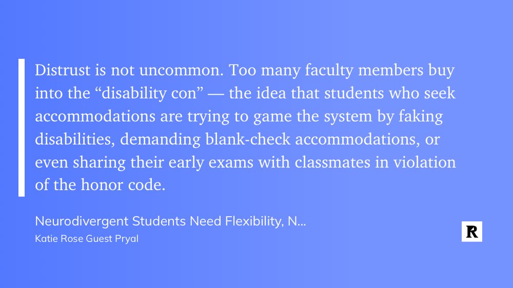 Firmly believe if we could address and stem the fear of the “disability con,” we’d be able to take meaningful steps towards more inclusive classrooms. Quote from: chronicle.com/article/neurod…