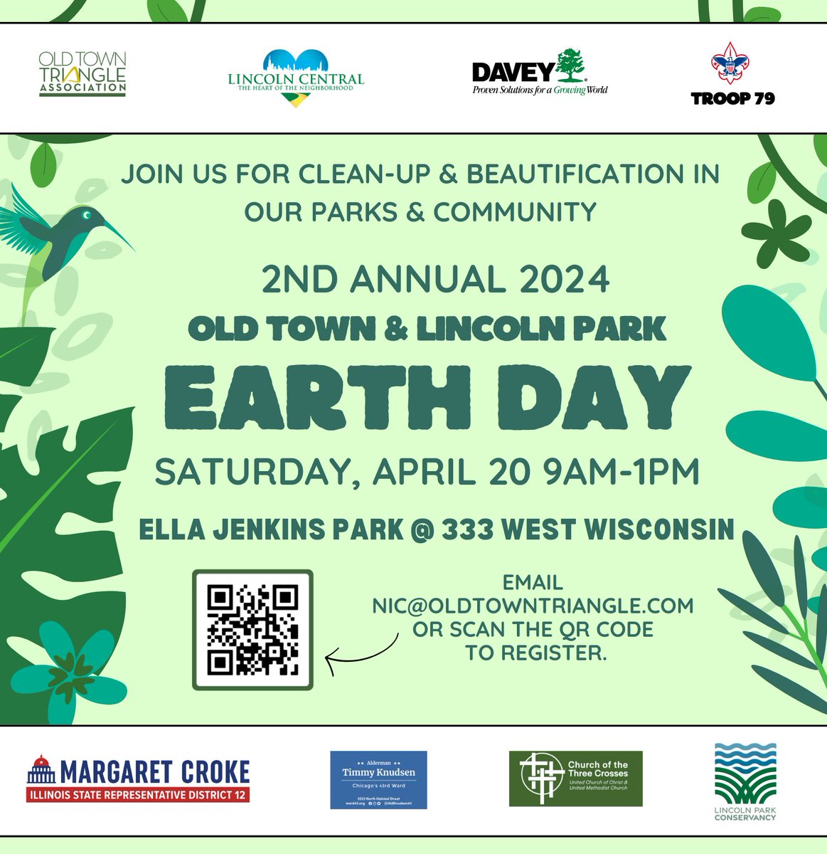 Thanks to everyone who signed up to volunteer with the Conservancy on Earth Day. Our three locations are now full! If you're looking for options: -Old Town Triangle Association clean-up at Ella Jenkins Park -Earth Day Wildflower Walk at North Pond. Tix: ow.ly/iLuk50R7JhP