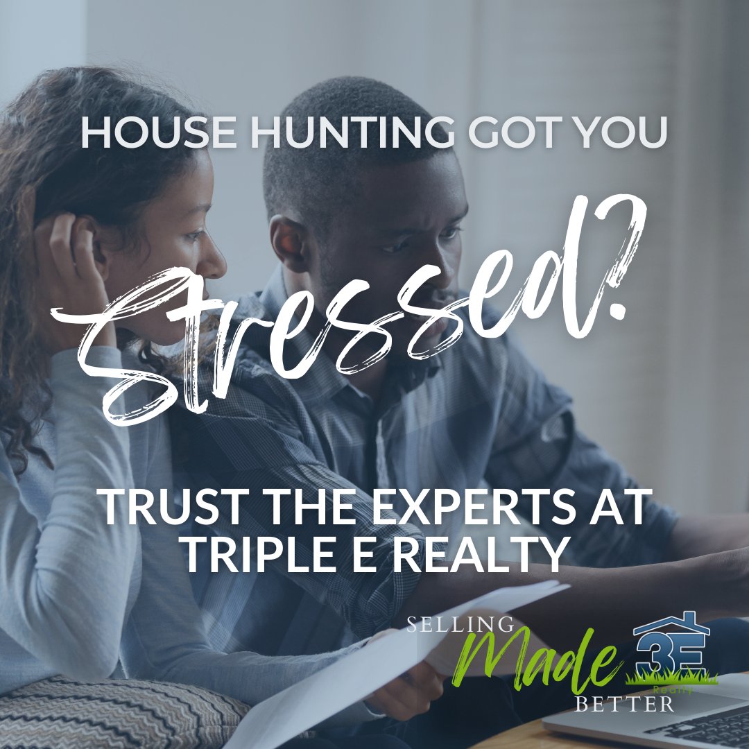Feeling stressed about house hunting?

Look no further.

3E has a team of experts ready and waiting to take your worries away!

📱Contact our incredible agents at tripleErealty.com/learn-more

#homebuying101
#homebuyer
#buyingahome
#buyhome
#indianapolisrealestate