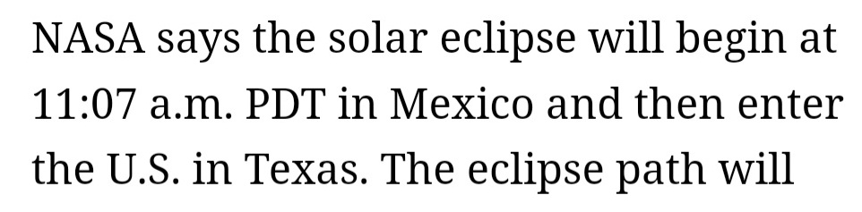 No wonder those assholes are freaking out about the eclipse. It's gonna enter Texas from Mexico and whatnot.