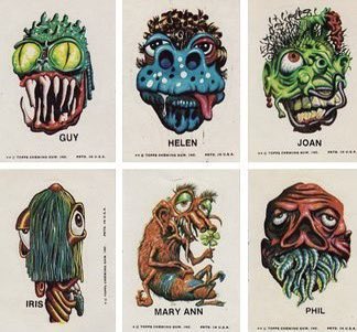 Vintage Ugly Stickers by Topps. Ugly Stickers were distributed in 1965, ‘73, ‘74 and ‘76 in different variations.  
#SpookyScarySunday #Topps #HorrorCommunity