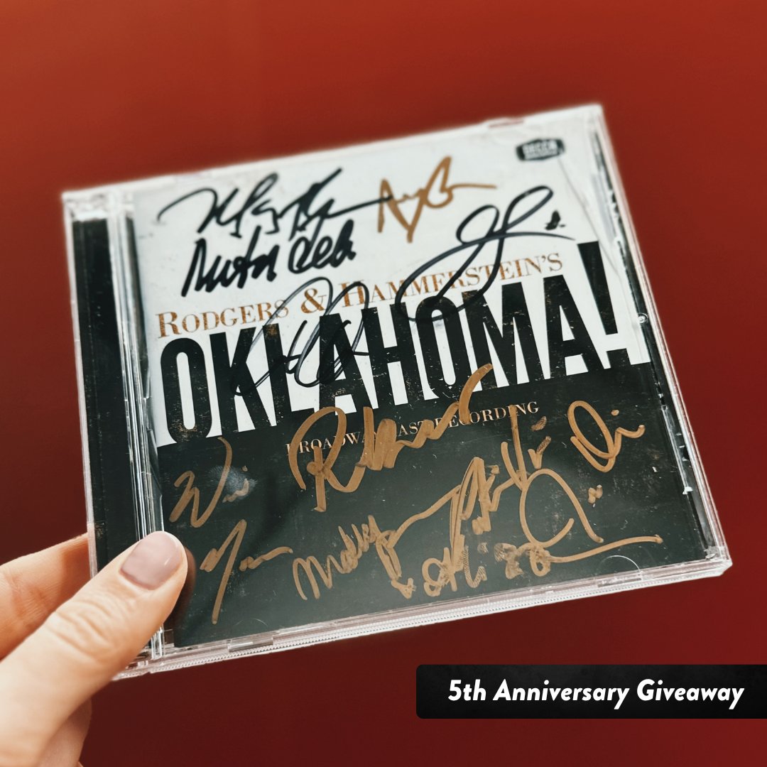 We're celebrating the 5th anniversary of the 2019 Broadway revival of Rodgers & Hammerstein's Oklahoma! 🤠 Want to win a CD signed by the original Broadway cast? Head to our Instagram to enter: bit.ly/4aeitRw