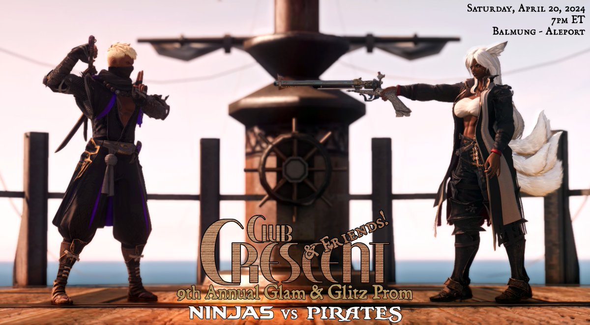 ClubCrescentXIV's tweet photo. The 9th annual Glitz and Glam Prom is on April 20th, and is here to finally decree which is better: Ninjas or Pirates!
https://t.co/FGSPiB5qNH https://t.co/nKOQqsn05z