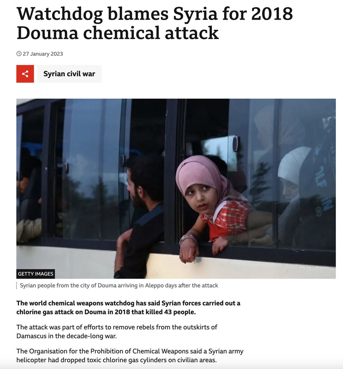 The OPCW, the world chemical weapons watchdog, has published multiple reports blaming the Syrian government for carrying out chemical weapons attacks at the height of the Syrian civil war.