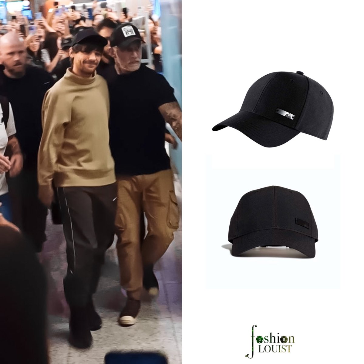 Louis wore this Adidas Metal Badge Lightweight Baseball Hat in Black at the airport in Argentina today. — adidas.fi/lightweight-me…