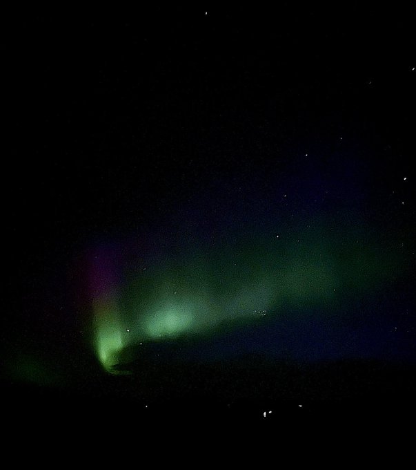 3 pic. Guys!!! I got to see the #northernlights here’s a few iPhone pics as I am currently watching them
