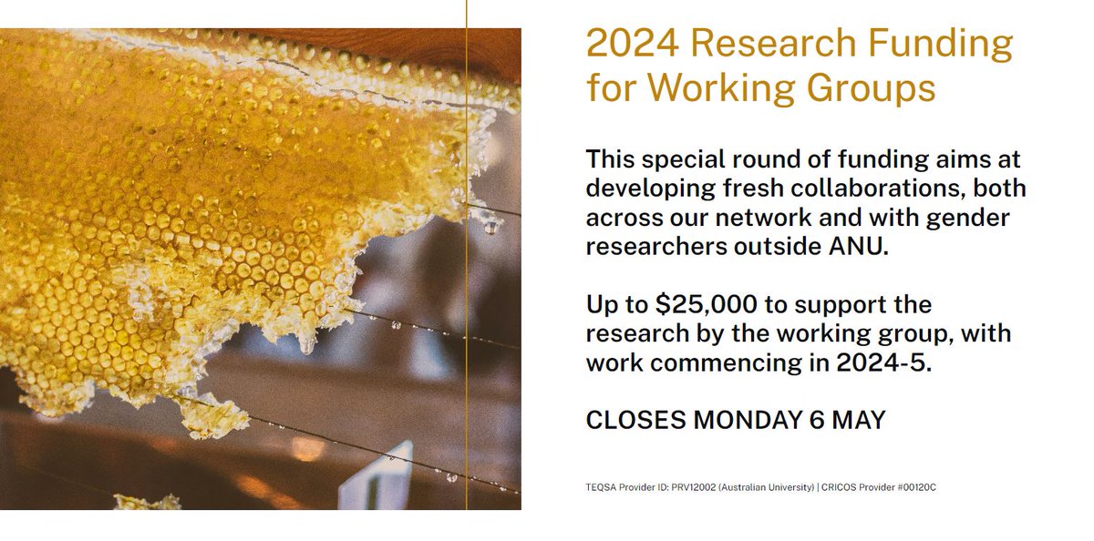 📢Gender Institute research funding for working groups 2024 now open! ℹ️ Forms/eligibility/criteria: tinyurl.com/3u9424at 📧Queries: admin.genderinstitute@anu.edu.au