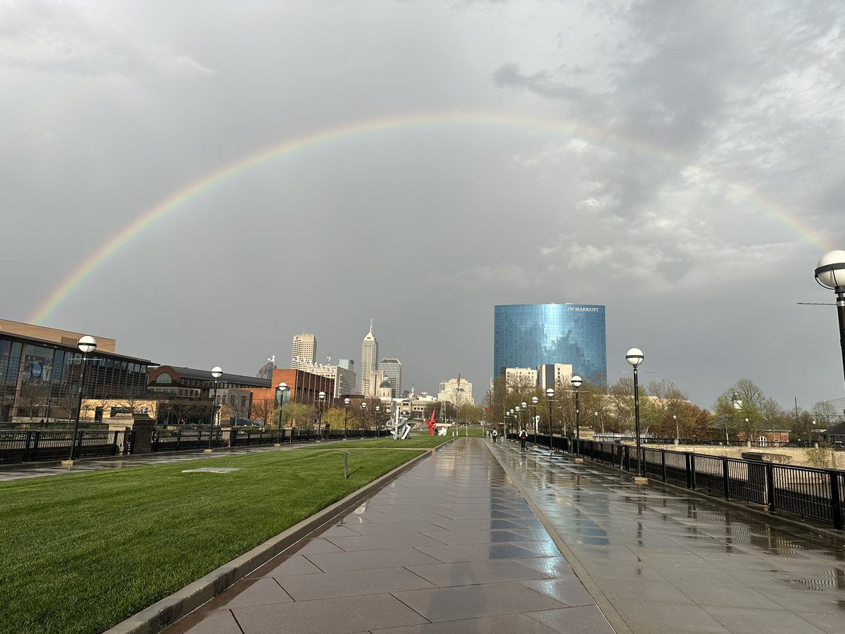 A rainbow tonight before the total solar eclipse! Tomorrow is going to be a great day in our city. See you at #Lunacy24 from 10-5. #LoveIndy