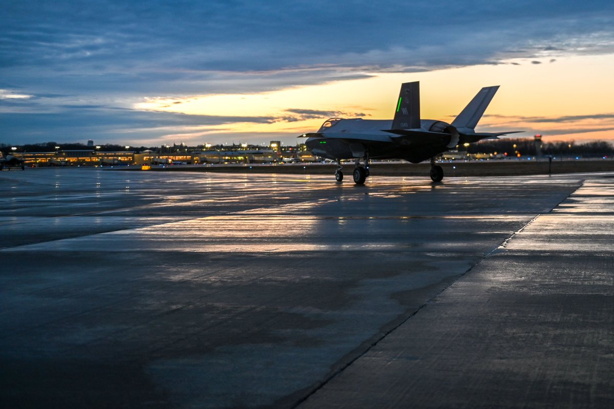 Always prepared for what is ahead 💪 An F-35A Lightning II aircraft from the Wisconsin Air National Guard's 115th Fighter Wing taxis out to execute night flying missions at Truax Field in Madison, Wisconsin.