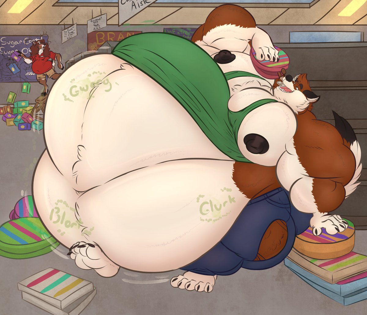 A Piece for @/BigBadBrett ! When all that leftover candy just doesn't sell, SOMEONE has to come in and eat it all. Though I don't think he particularly minds.