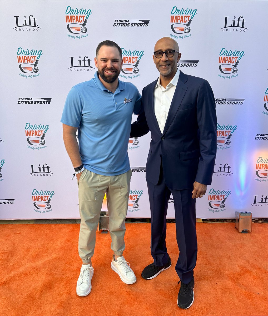 Representing @UCFKnights with @Coach_Dawkins at @LiftOrlando’s Drive For Impact Pairings Party. Lift is doing great things around @CWStadium alongside @FCSports. Awesome that @gabedavisO is supporting the hometown tomorrow playing in the charity scramble repping @UCF_Football!