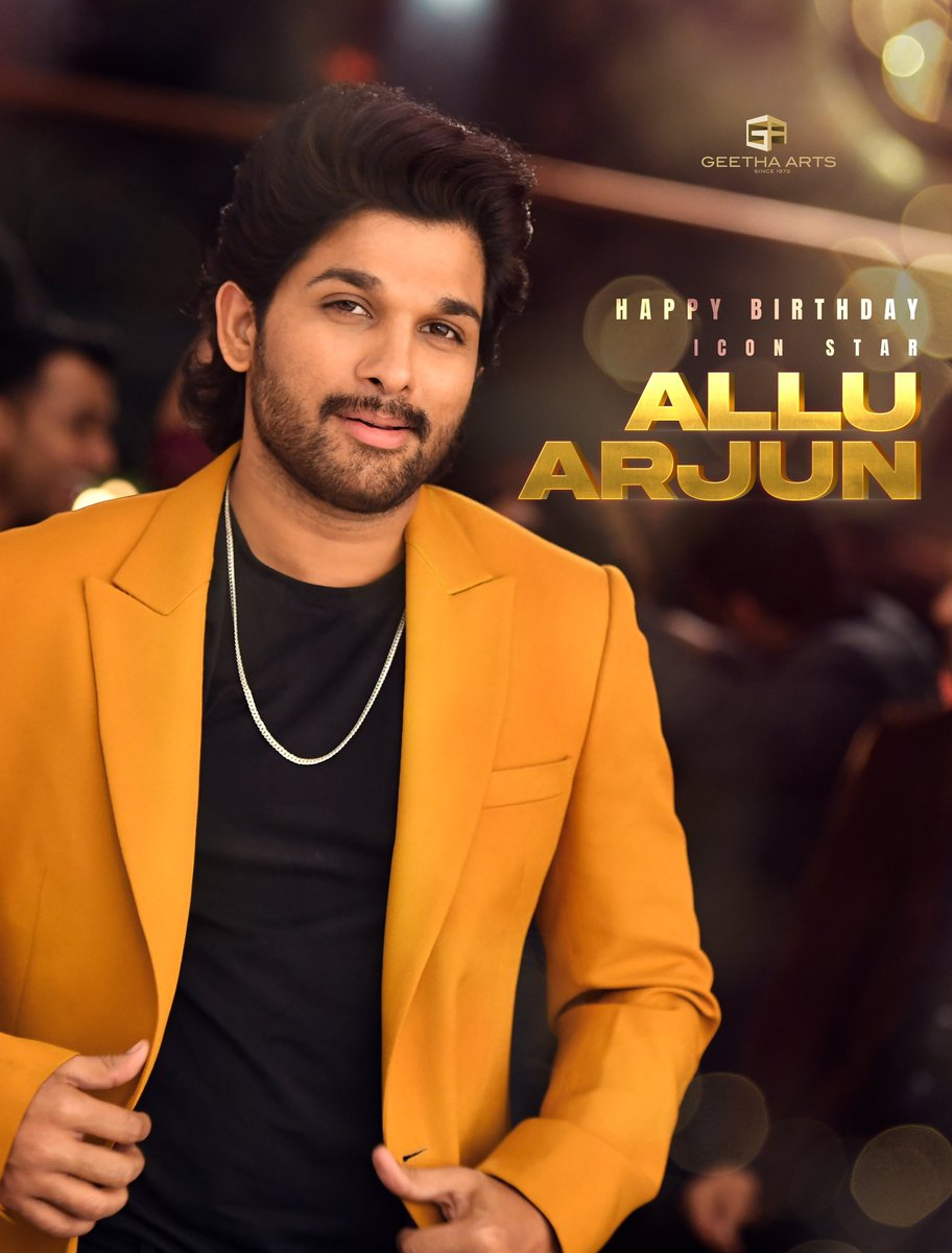 GeethaArts's tweet photo. Here’s wishing a very Happy Birthday to our dearest ICON STAR 🌟 @alluarjun garu! Here’s to a year filled with even more iconic roles and we can’t wait to witness your next rule-breaking performance! ❤️‍🔥

#HappyBirthdayAlluArjun 💫 https://t.co/Dc9kOCaKVx