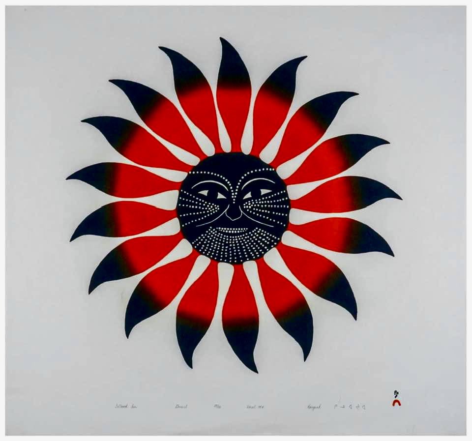 Tattooed Sun (stonecut) | 🎨 Kenojuak Ashevak (Inuk) #SolarEclipse Private Collection