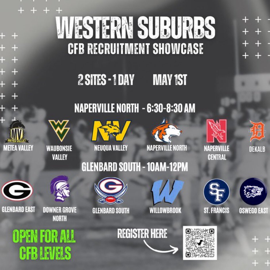 Starting a week from tomorrow plenty of opportunities to come watch us workout this Spring. Friday morning open workouts (April 19, 26 May 3, 10) Sliver Day Showcase (April 22) and Western Suburbs Recruitment Showcase (May 1). @nexgenscouting @EDGYTIM @DeepDishFB @CoachHoreniDGN…