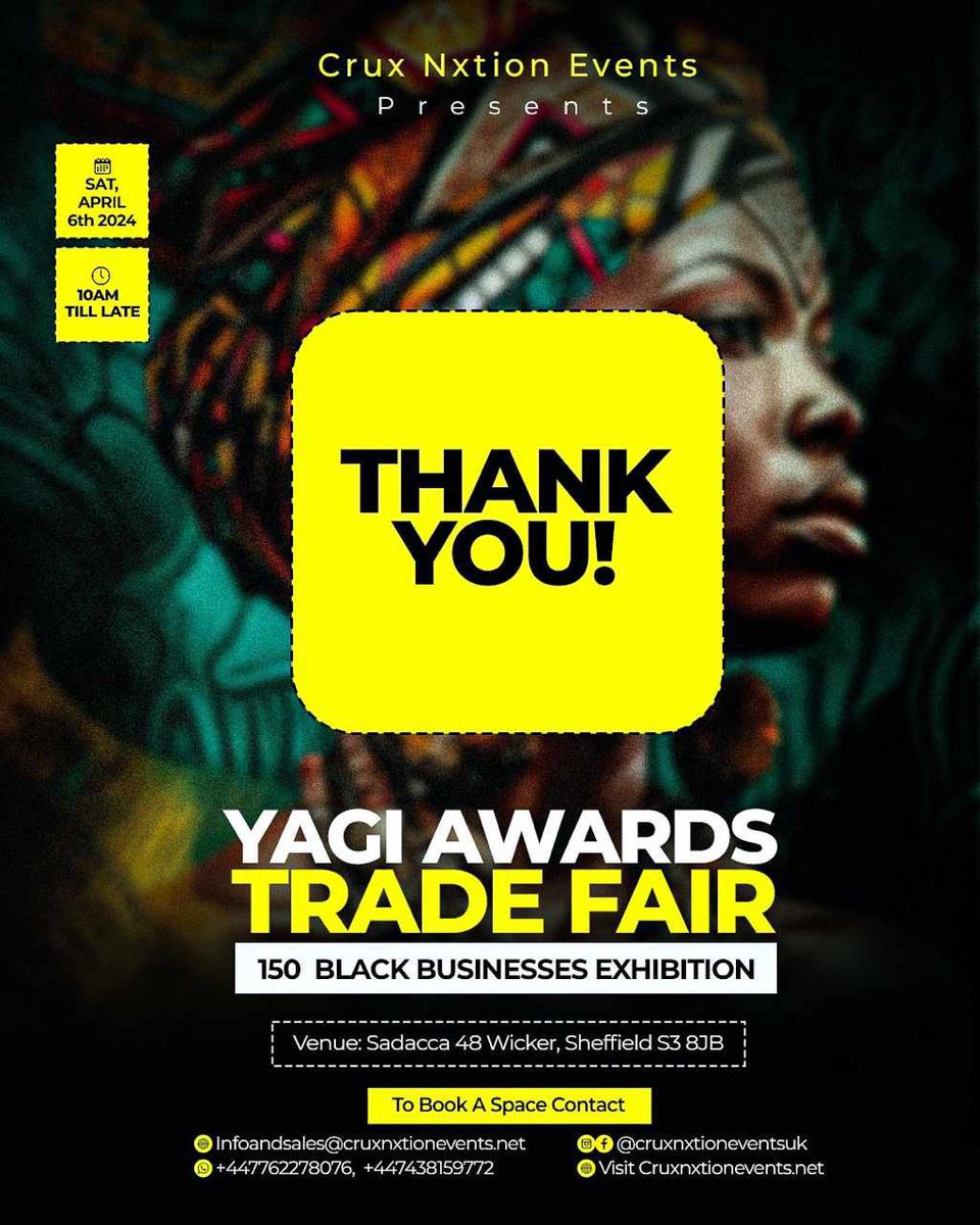 We sincerely appreciate the participation of all the incredible people and businesses in the YAGI Awards Trade Fair. 
Our sincere thanks go out to all of the sponsors @NIUKCommunity @helloscarradio @SadaccaLimited @maliqlamcreatns. 

See y’all in LASGIDI on 13th April!!