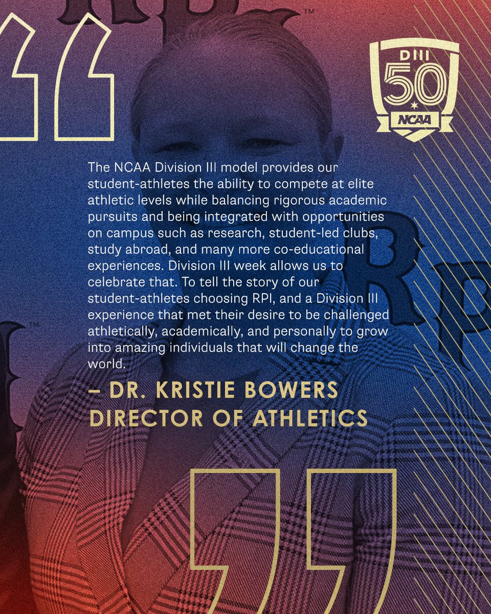 🗣️ To wrap our #D3Week, let's hear from our Director of Athletics, Dr. Kristie Bowers with her take on #NCAAD3 and what makes it so special for @rpi! #LetsGoRed 🔴 #WhyD3