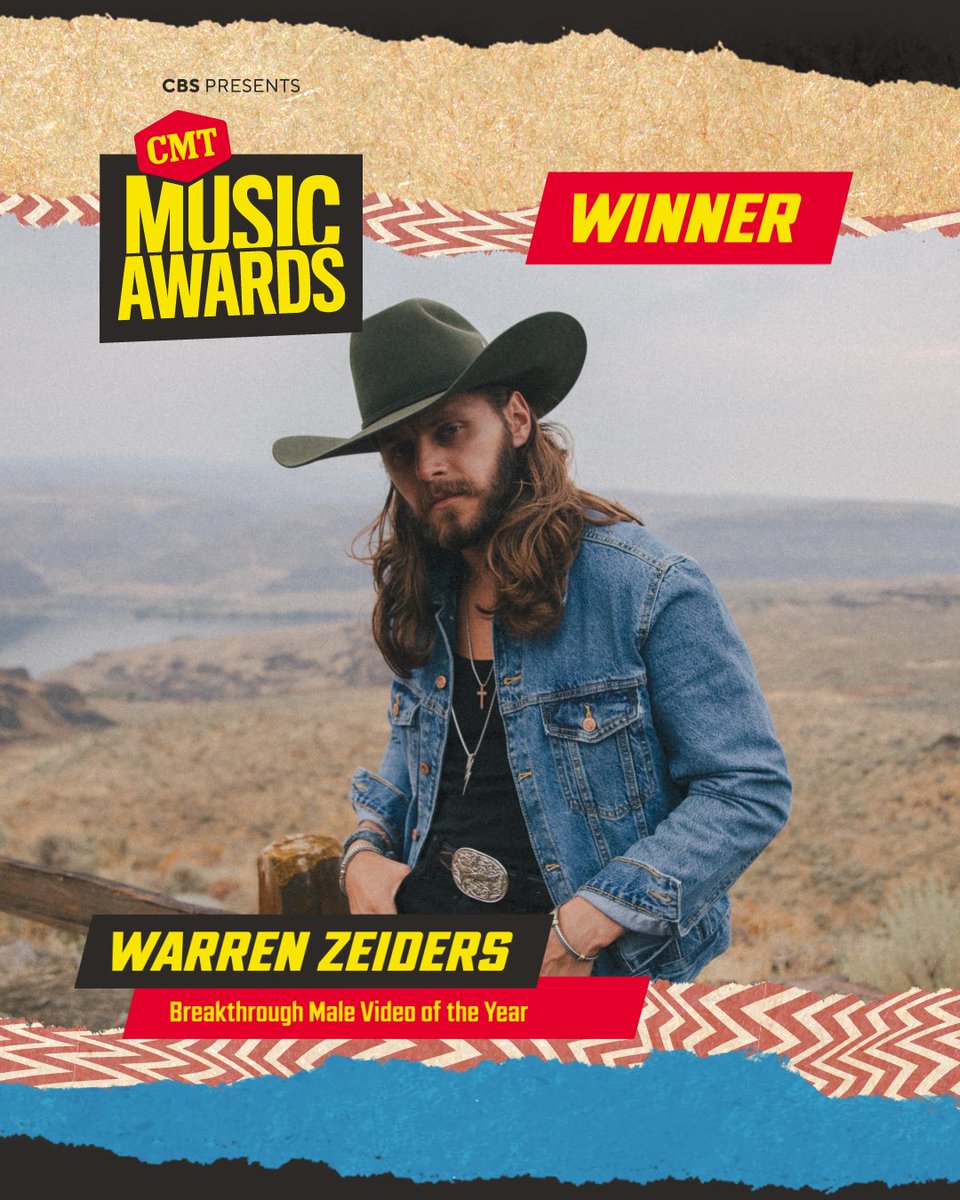 Congratulations @WarrenZeiders for winning Breakout Male Video Of The Year at this years #CMTAwards !