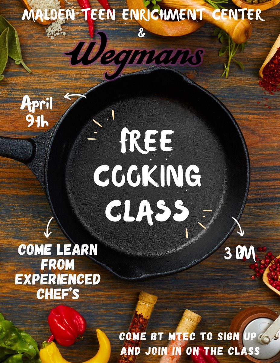 Short wrap up this week after Easter weekend
.
MTEC is collaborating with Wegmans to develop the cooking skills of our teens
.
Stay tuned for some highlights of that event coming soon!
.
#gomalden #maldenteenenrichmentcenter #youthdevelopment #youthengagement #youthempowerment