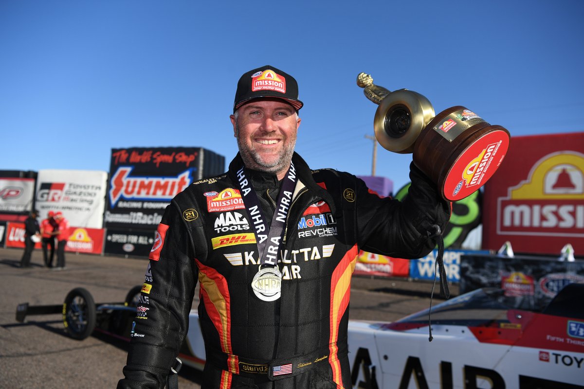 NHRA (@nhra) on Twitter photo Second Wally in three races for <a href="/shawnlangdon333/">Shawn Langdon</a>!
#ArizonaNats • <a href="/TeamKalitta/">Kalitta Motorsports</a> • <a href="/MissionFoodsUS/">Mission Foods 🌮</a> • <a href="/RaceFMP/">Firebird Motorsports Park</a> Second Wally in three races for <a href="/shawnlangdon333/">Shawn Langdon</a>!
#ArizonaNats • <a href="/TeamKalitta/">Kalitta Motorsports</a> • <a href="/MissionFoodsUS/">Mission Foods 🌮</a> • <a href="/RaceFMP/">Firebird Motorsports Park</a>