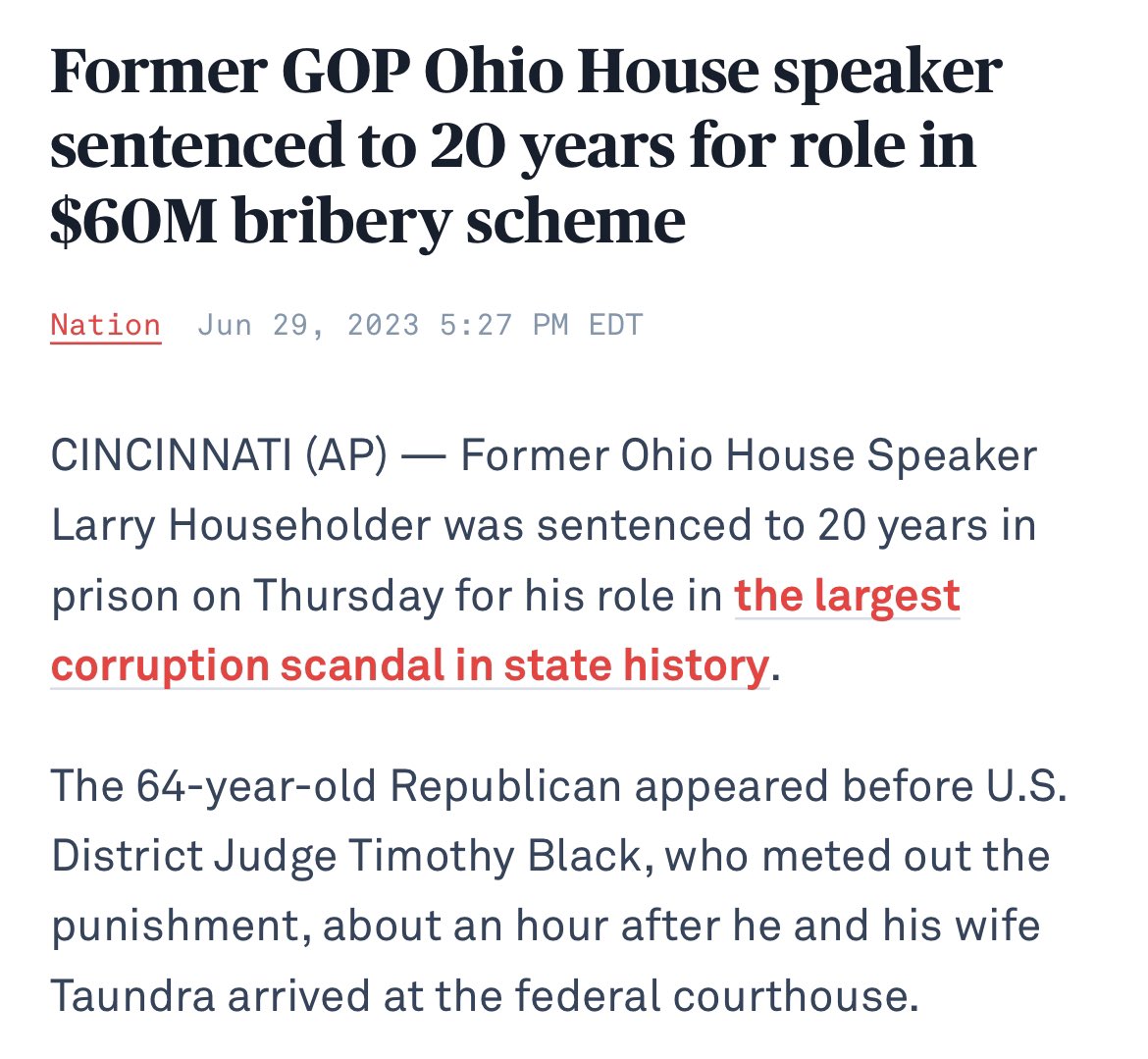 Ohio's top utility regulator was being bribed by an electric company to get over a billion dollars in legislative bailouts and taxpayer handouts. The former GOP Ohio House Speaker was already sentenced to 20 years for his role in this. These are the real thugs in America.