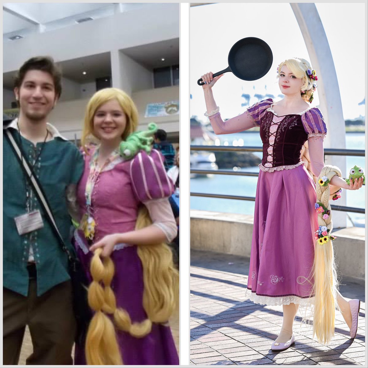 My first Rapunzel cosplay in 2014 vs current Rapunzel cosplay in 2024