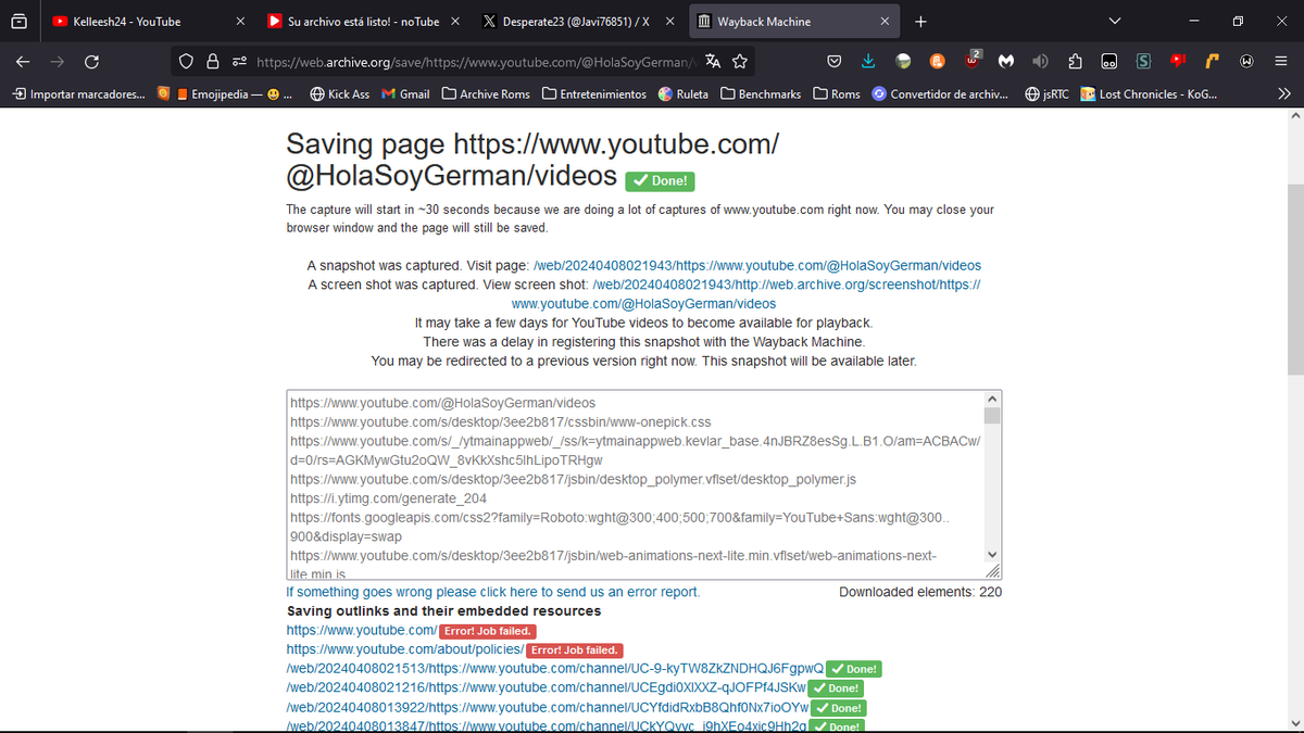 Javi76851's tweet photo. Nota: Igualmente voy a guardar el Snapshot de Wayback Machine... Link: https://t.co/DRGKosf4wc https://t.co/8kxP2f0FQr