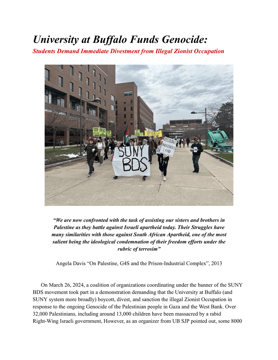 MrxistYthLeague's tweet photo. University at Buffalo Funds Genocide: students demand immediate divestment from illegal Zionist occupation !

#Buffalo #universityatbuffalo #suny #canisius #buffstate #ecc #eriecounty #erie #ny #sunybds
#freepalestine #endtheoccupationnow #smashtheuswarmachine #marxist #communist https://t.co/Q4x1zXmHZm