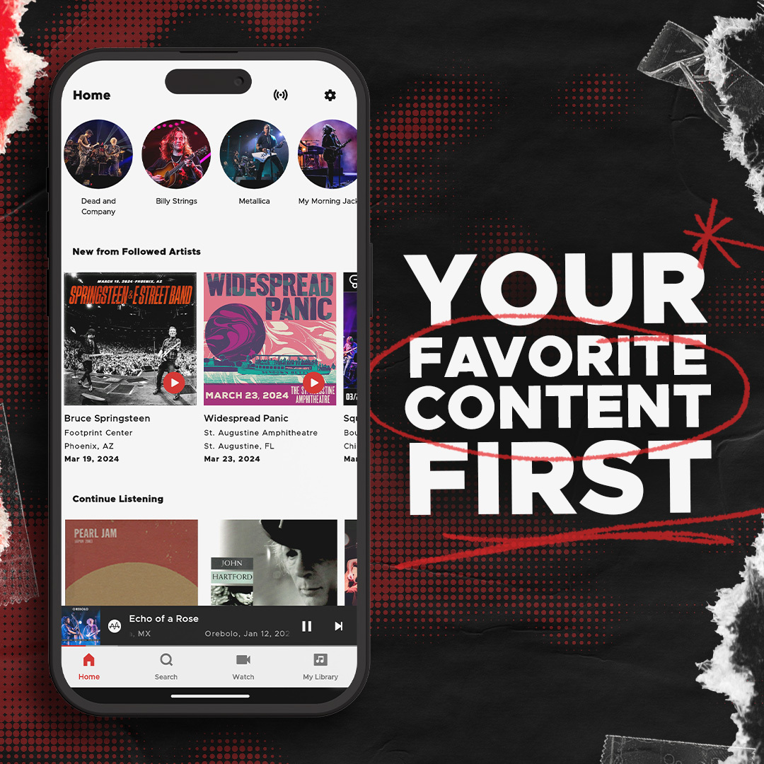Alongside faster load times, our app 'Home' screen now showcases the artists and shows from your favorites at the top 🤙 🤩 Subscribers, follow your favorites for a custom experience ➡️ 2nu.gs/FollowFavorites 📱 New here? Get the free app now ➡️ 2nu.gs/GetTheApp