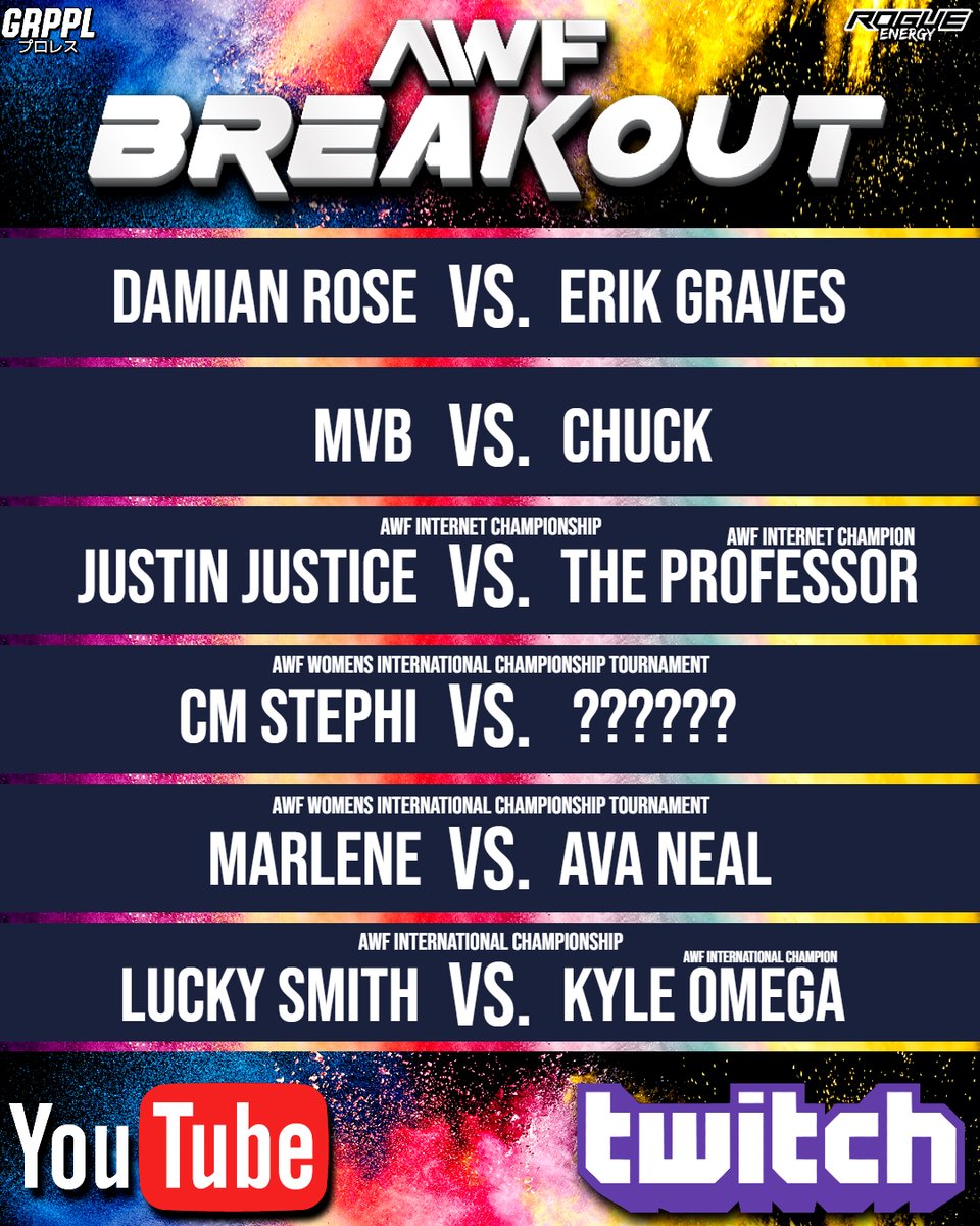 NorthAmericanPW's tweet photo. ⬜️AWF Breakout
⬜️LIVE TONIGHT - 7:00pm/ET
⬜️YouTube & Twitch
A new era BEGINS TONIGHT! AWF Breakout debuts LIVE at 7pm/ET on YouTube/Twitch.
#AWF #AWFBreakout #EFED #WWE2K24 #Twitch #YouTube https://t.co/eJSNGpXzVz