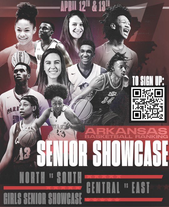 Arkansas Basketball Rankings Senior Showcase Friday April 12th @ 7PM Saturday April 13th @ 6PM Jacksonville Highschool, Jacksonville AR Top 44 unsigned seniors will be present Over 20 coaches already RSVPd Live music and Giveaways during the game Come out and support 🔥🔥