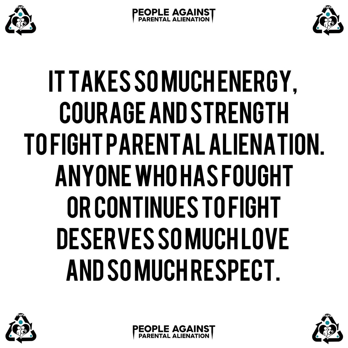 You guys are warriors and should stand tall and proud for what you endure to be there for your children. Just a reminder that you all inspire me to keep going on this journey with PAPA. 💪❤️♻️ #papa #peopleagainstparentalalienation #parentalalienation #familylaw #familycourt