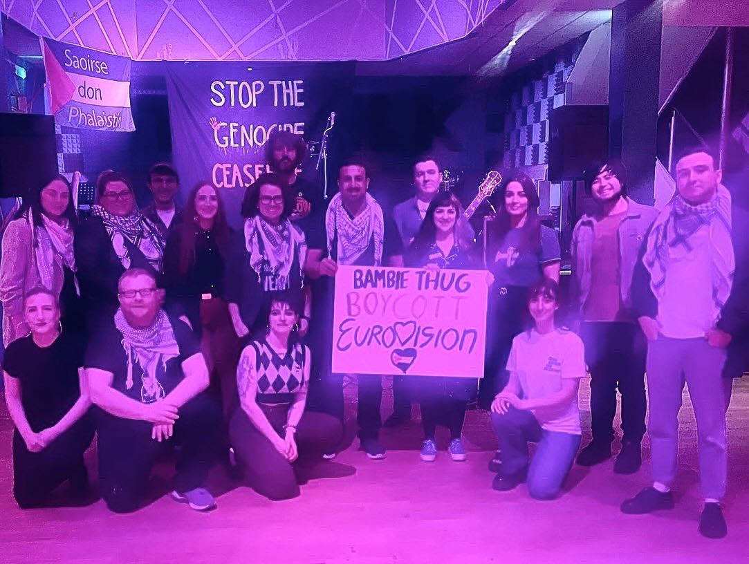 #BoycottEurovision2024 No Artwashing Genocide! ✊🇵🇸

All of our thanks to @YousefAlhelou @thebonnevilles @TRAMP_ie @key48return Tomcat Conor O’Kane FolkNRogues & Pol McAdaim for supporting Palestine and the BDS movement at the Mid Ulster Gig For Gaza last night. 

@_IAFP @ipsc48