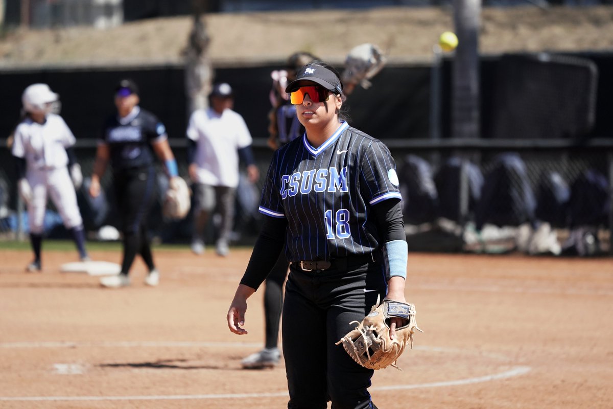 History made. @CSUSMsoftball's Jillian Albayati just became the first woman to ever play for @CSUSMBaseball. In doing so, she became the first @NCAADII student-athlete to play in a softball and baseball game on the same day. #BleedBlue