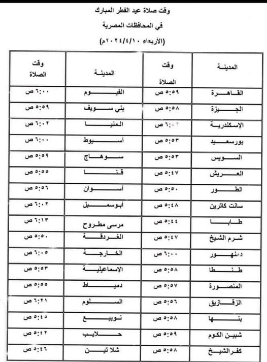 yzidany's tweet photo. وقت صلاة عيد الفطر المبارك  فى محافظات جمهورية مصر 📷 العربية
كل عام وحضراتكم بخير وصحة وسعادة دائمة يارب https://t.co/ebVCu4LiEu