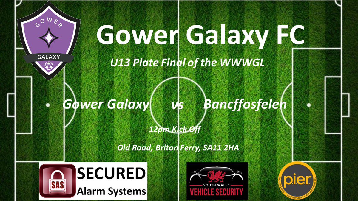 U13 have reached the Plate Final. Game is the 28th April and KO at 12pm against @CPDBANC Come along to @BFLLAFC pitch and support the girls 💜 Thanks to our match sponsors- @SecuredAlarmSys South Wales Vehicle Security @PierRecruit #grassrootsfootball #galaxygirls
