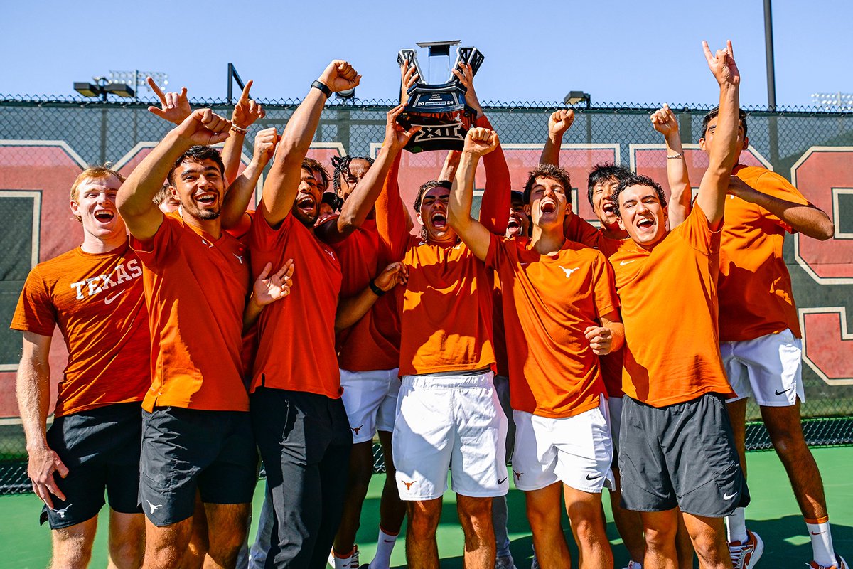 Raise it high and light the Tower! Your 2024 @Big12Conference Champions! 🏆 #HookEm 🤘🎾