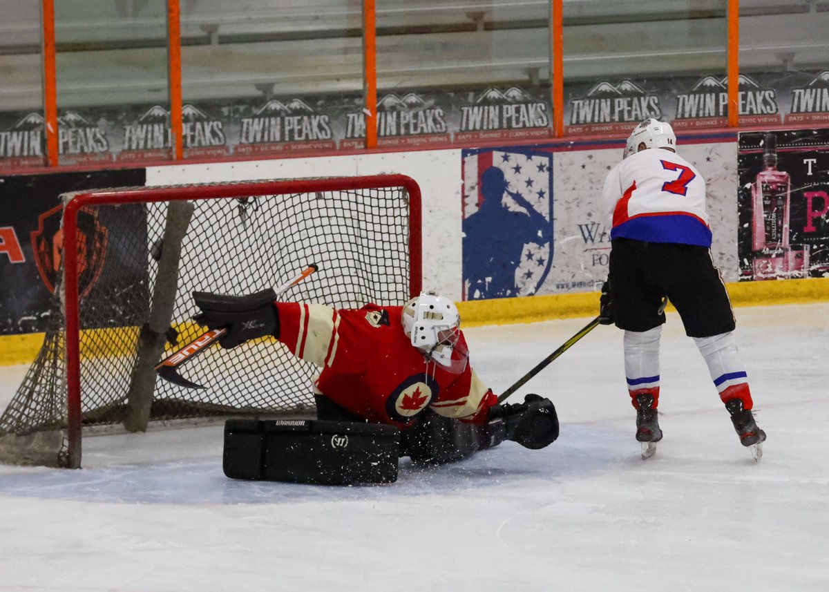 It was the Canadians vs. the Americans on the ice rink Thursday afternoon at the Blazers Ice Centre. The Canadian Detachment gave it their all, however, the Americans would emerge as winners with a score of 9-2. This was the 15th year of the CAN-AM cup.