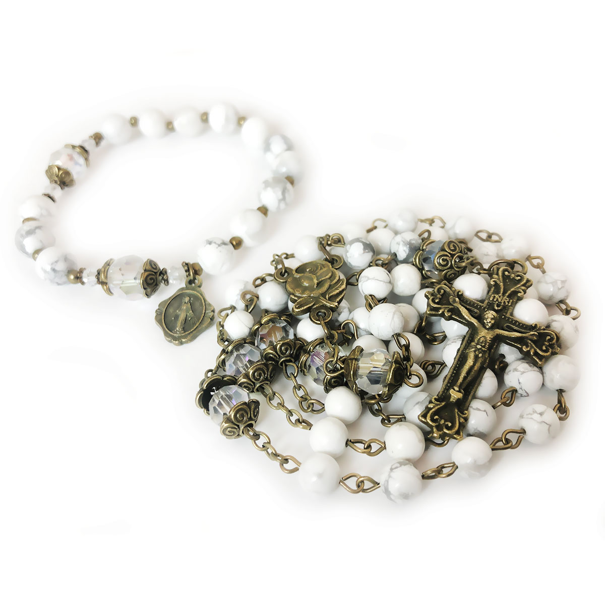 Our Lady of Lourdes White Howlite Stone Rosary Bead and Bracelet Set by Catholic Heirlooms. You Will Love It. Shop Now. 

Shop Now: