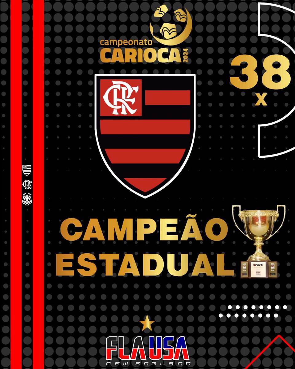 🔴⚫️ Parabéns, Flamengo!! 🏆🎉 É CAMPEÃO carioca 2024, conquistando o 38° título! 🏅 ! Orgulho de ser Rubro-Negro! 🔥👏 #Flamengo #Carioca2024 #38Títulos #flausa #srn