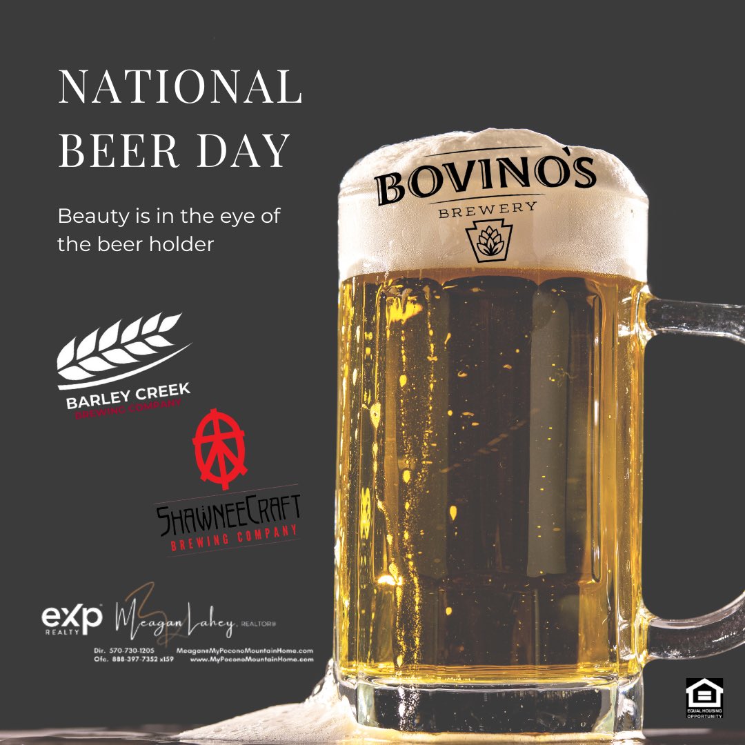 🍻 Still time to beer on National Beer Day in the #Poconos! 

Where’s your go to brewery and your favorite brew? 🍺

#AskMeagan, your resourceful #PoconoMountains REALTOR®️! 🕵🏻‍♀️

#seeyouaroundtown! 🏞️

#PoconoMtns #poconorealestate #poconorealtor #nationalbeerday #poconobrewery