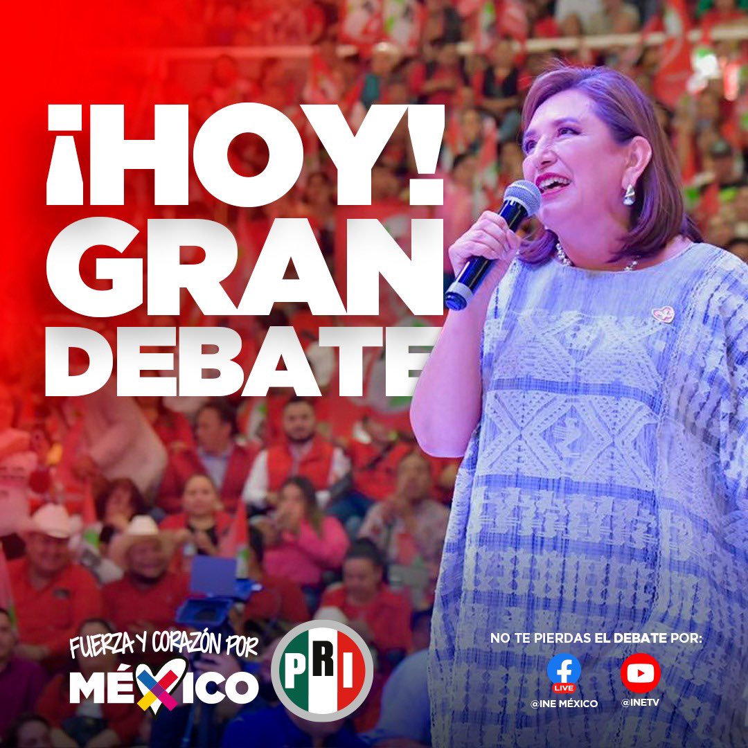PRIMX_Saltillo's tweet photo. @XochitlGalvez es una candidata valiente y comprometida con el bienestar de todos en el #DebateX. Sigue su participación hoy a las 8 pm, a través de las cuentas del INE.

@PRI_Nacional
@PRICoahuila 
@PRIMx_Coah 
@willy_schz
@Orlando_Naun https://t.co/bLZoYwmQSh